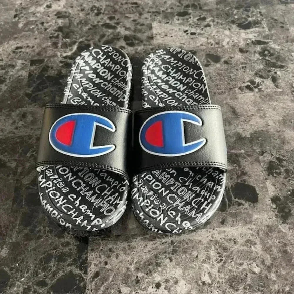 Champion Kids' Super Slide Sandals Red and black Size 13 Little Kids